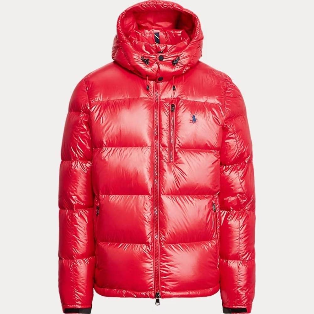 Polo Ralph Lauren Men's Vibrant Red Puffer Jacket The Gorham Glossed DownJacket